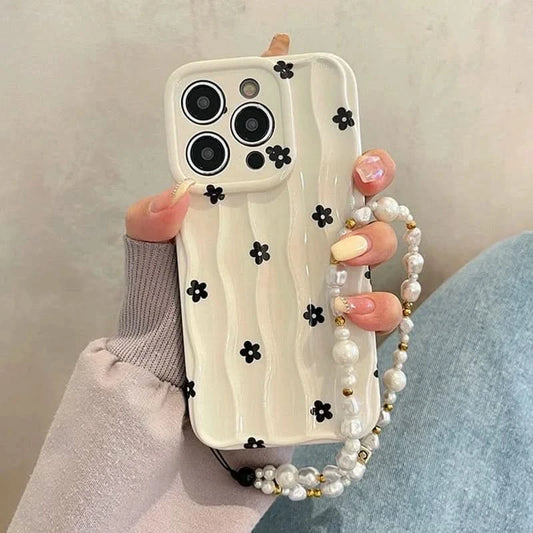 Floral 3D Wave iPhone Case - Soft Silicone White Bumper Cover - Fits iPhone 13-16, 11 Pro MaxiPhone CaseMERRIA