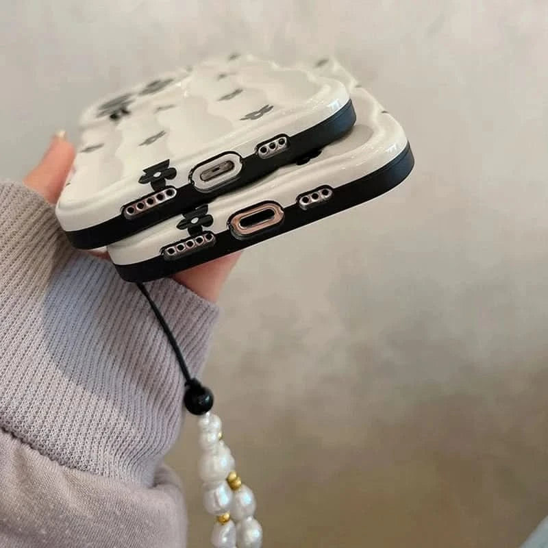 Floral 3D Wave iPhone Case - Soft Silicone White Bumper Cover - Fits iPhone 13-16, 11 Pro MaxiPhone CaseMERRIA