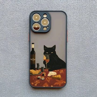 Cute Cat Goblet iPhone Case - Shockproof Cover for iPhone Pro Max Series