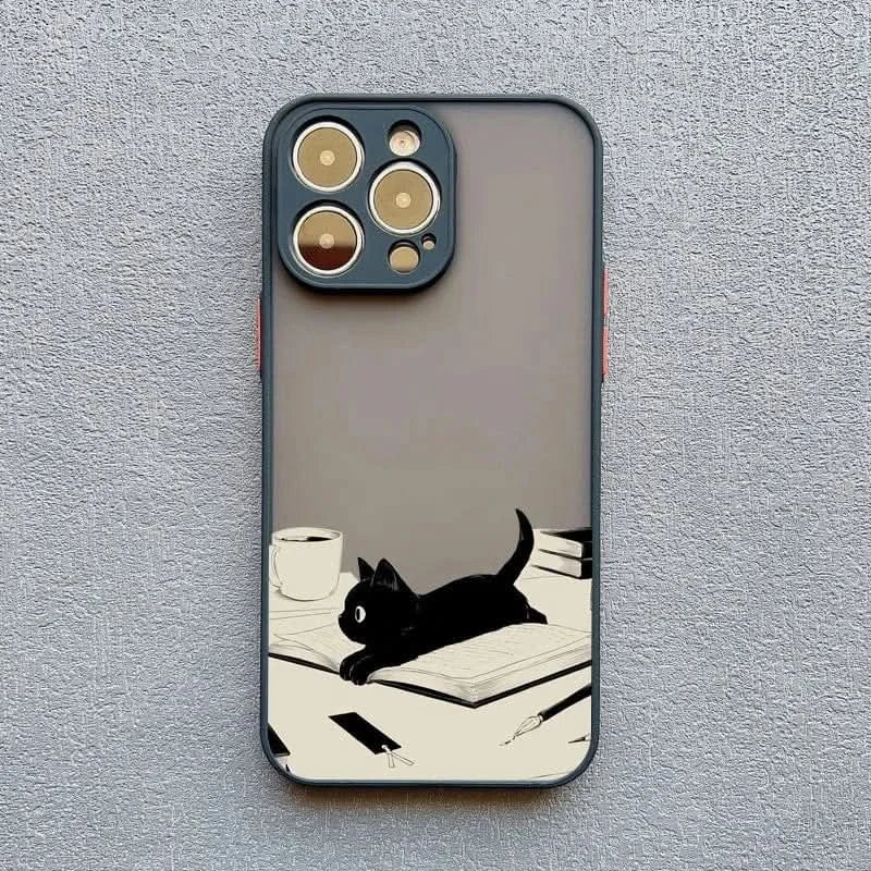 Cute Cat Goblet iPhone Case - Shockproof Cover for iPhone Pro Max Series