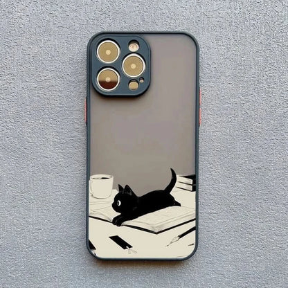 Cute Cat Goblet iPhone Case - Shockproof Cover for iPhone Pro Max Series