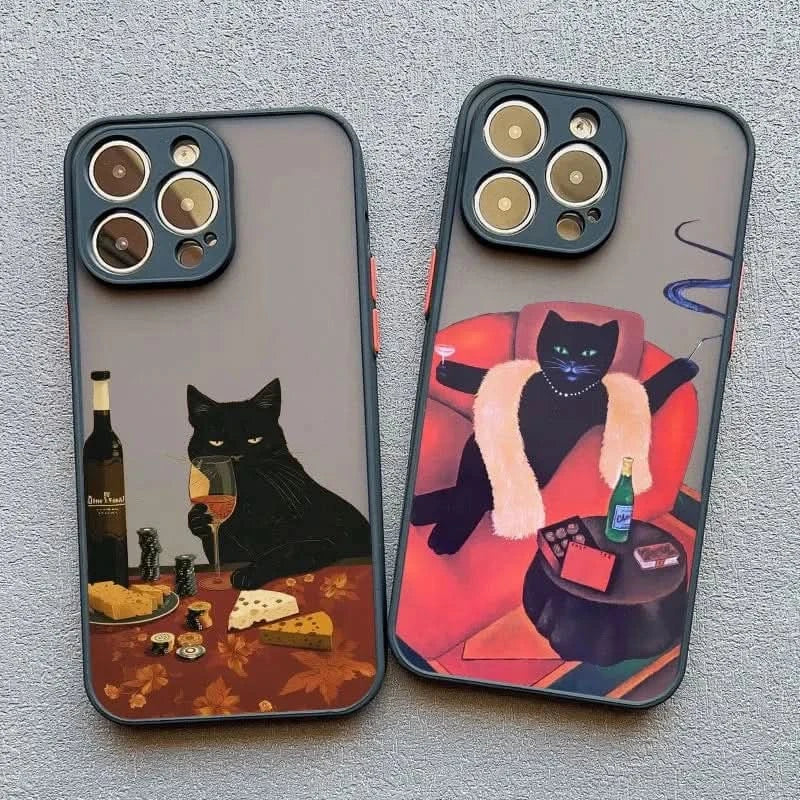 Cute Cat Goblet iPhone Case - Shockproof Cover for iPhone Pro Max Series