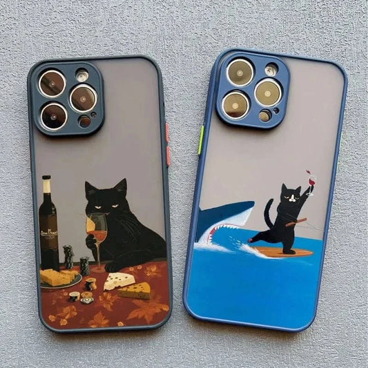Cute Cat Goblet iPhone Case - Shockproof Cover for iPhone Pro Max Series