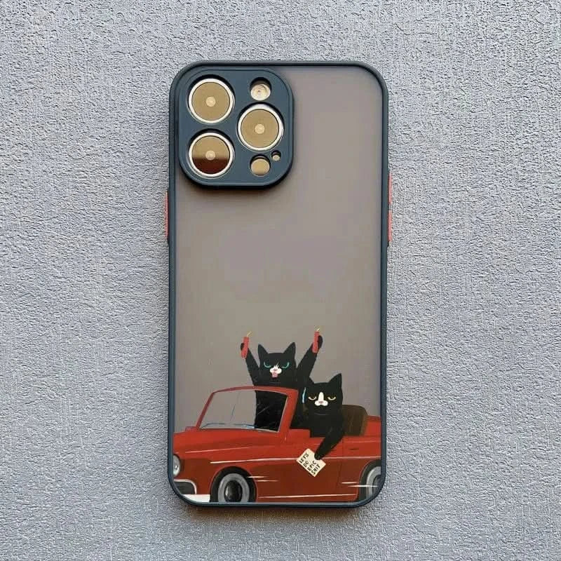 Cute Cat Goblet iPhone Case - Shockproof Cover for iPhone Pro Max Series