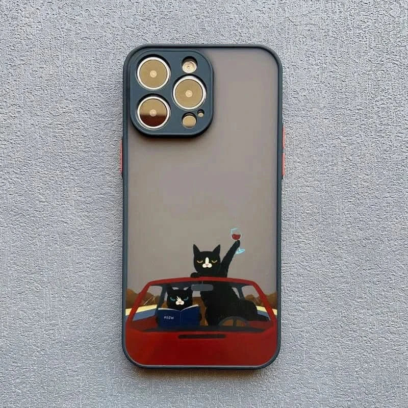 Cute Cat Goblet iPhone Case - Shockproof Cover for iPhone Pro Max Series