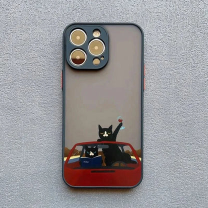 Cute Cat Goblet iPhone Case - Shockproof Cover for iPhone Pro Max Series