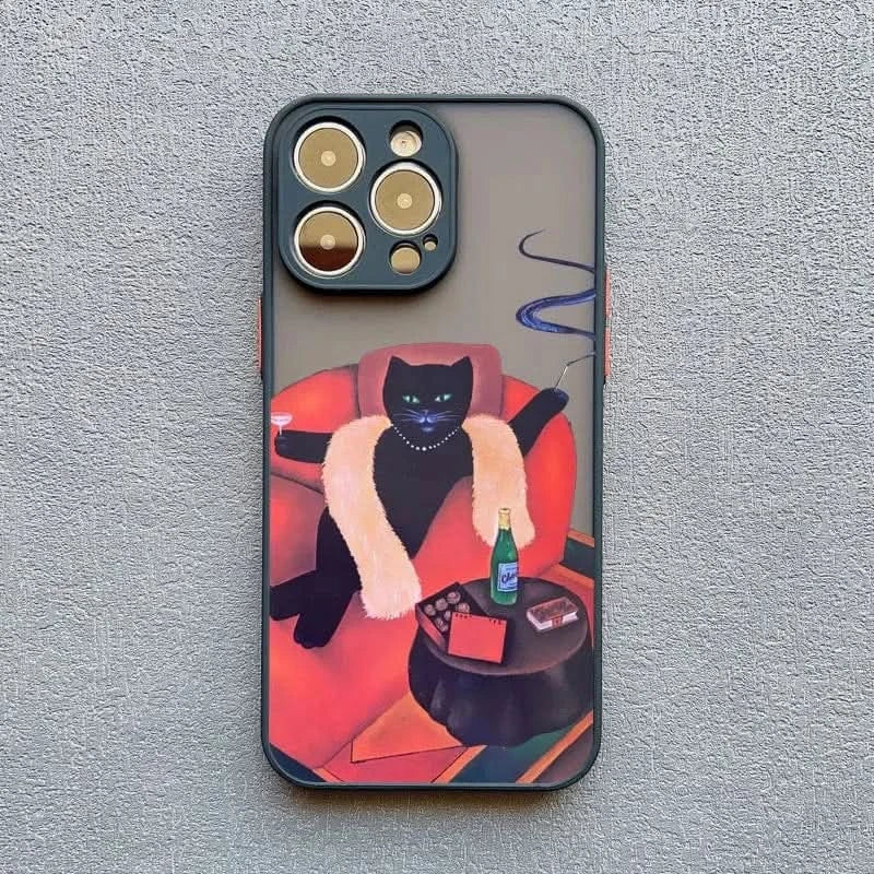 Cute Cat Goblet iPhone Case - Shockproof Cover for iPhone Pro Max Series