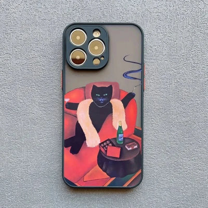 Cute Cat Goblet iPhone Case - Shockproof Cover for iPhone Pro Max Series