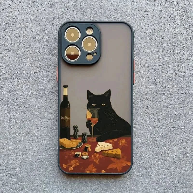 Cute Cat Goblet iPhone Case - Shockproof Cover for iPhone Pro Max Series
