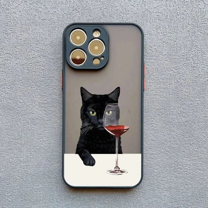 Cute Cat Goblet iPhone Case - Shockproof Cover for iPhone Pro Max Series