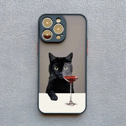 Cute Cat Goblet iPhone Case - Shockproof Cover for iPhone Pro Max Series