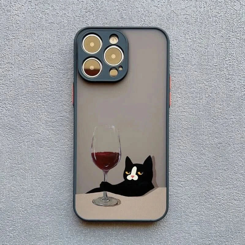 Cute Cat Goblet iPhone Case - Shockproof Cover for iPhone Pro Max Series