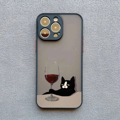 Cute Cat Goblet iPhone Case - Shockproof Cover for iPhone Pro Max Series
