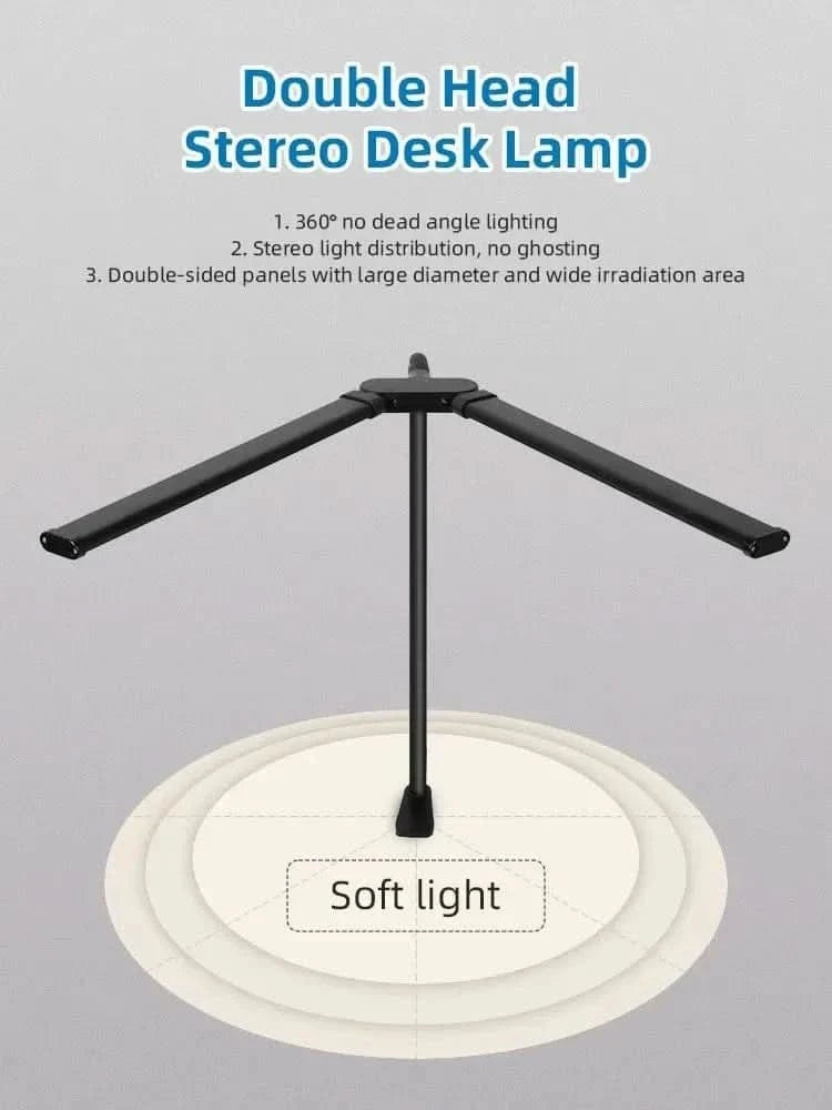 Double Head Foldable LED Desk Lamp | Dimmable & Eye-Caring Office LightLed BulbsMERRIA