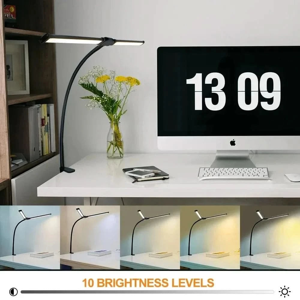 Double Head Foldable LED Desk Lamp | Dimmable & Eye-Caring Office LightLed BulbsMERRIA