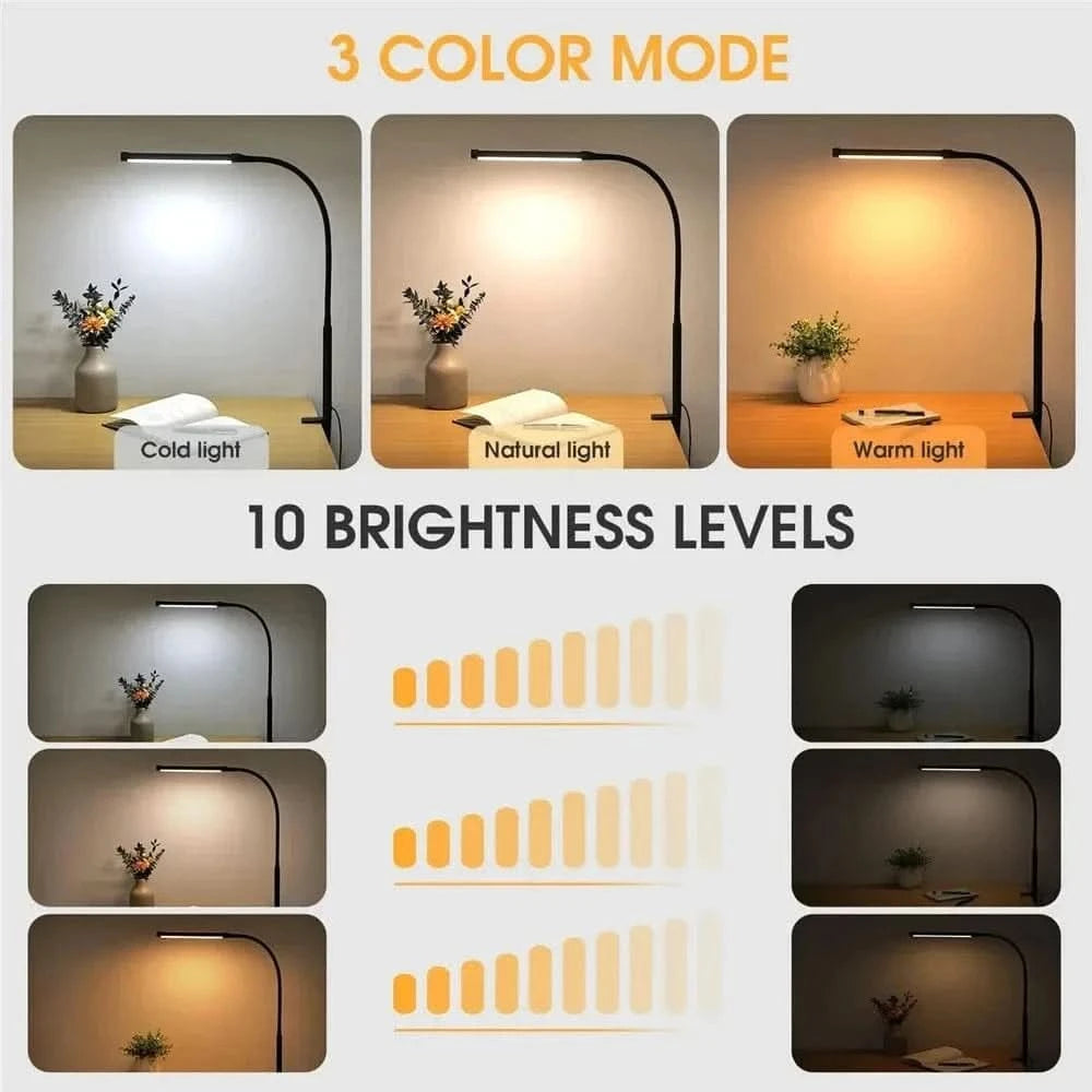 Double Head Foldable LED Desk Lamp | Dimmable & Eye-Caring Office LightLed BulbsMERRIA