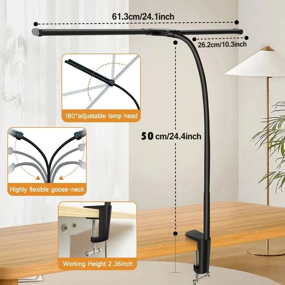 Double Head Foldable LED Desk Lamp | Dimmable & Eye-Caring Office LightLed BulbsMERRIA