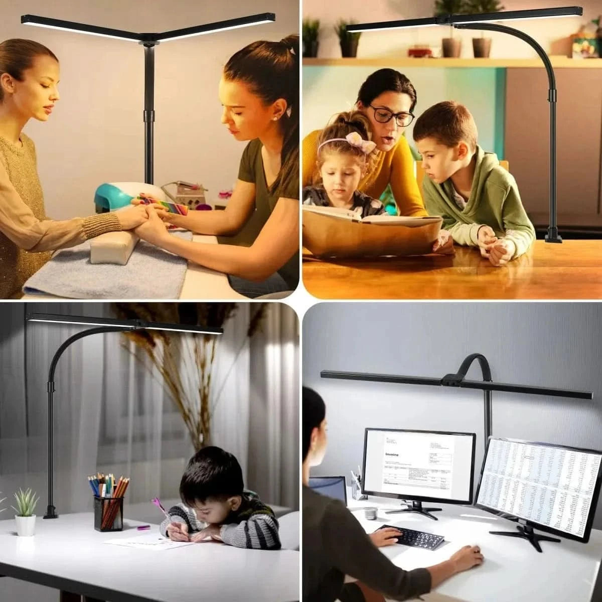 Double Head Foldable LED Desk Lamp | Dimmable & Eye-Caring Office LightLed BulbsMERRIA