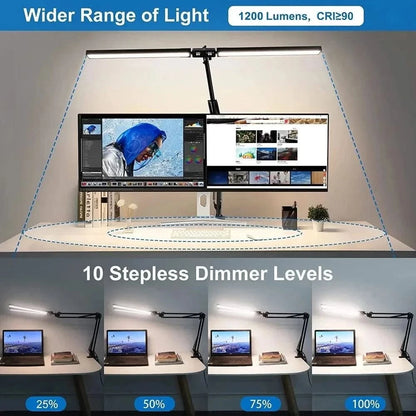 Double Head Foldable LED Desk Lamp | Dimmable & Eye-Caring Office LightLed BulbsMERRIA