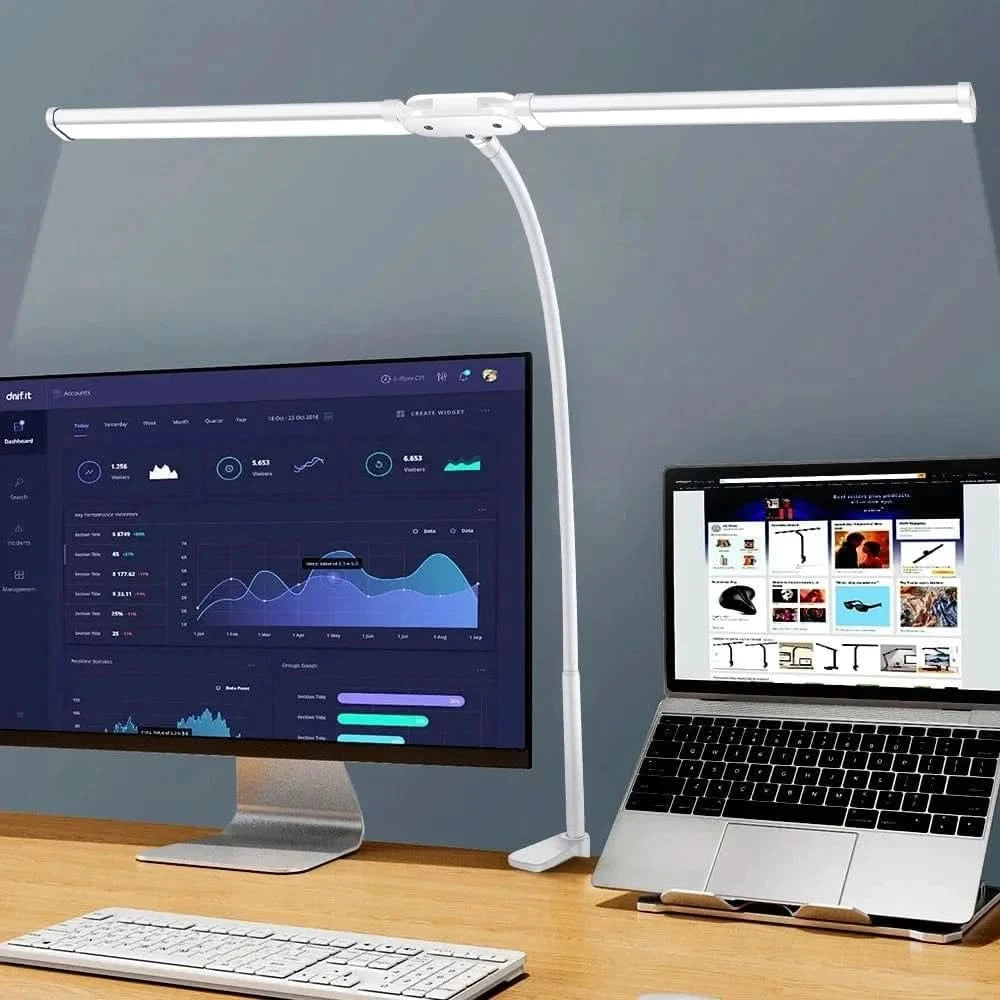 Double Head Foldable LED Desk Lamp | Dimmable & Eye-Caring Office LightLed BulbsMERRIA