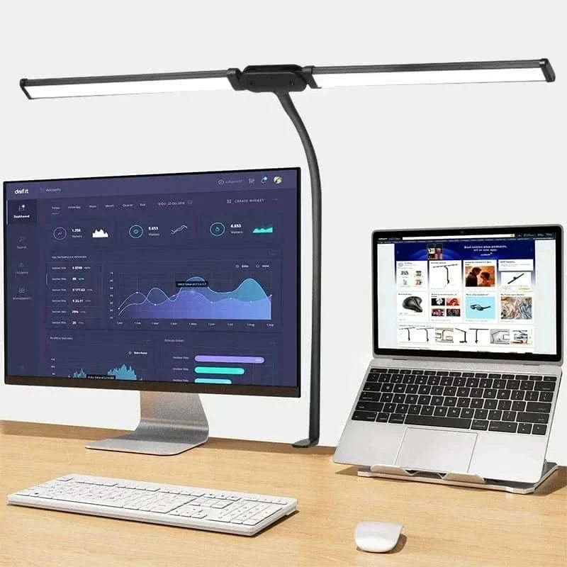 Double Head Foldable LED Desk Lamp | Dimmable & Eye-Caring Office LightLed BulbsMERRIA