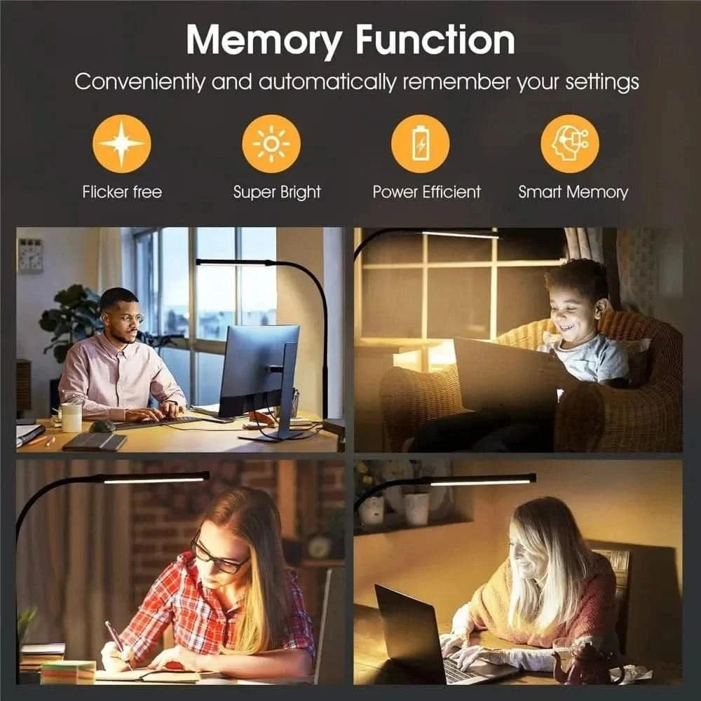 Double Head Foldable LED Desk Lamp | Dimmable & Eye-Caring Office LightLed BulbsMERRIA