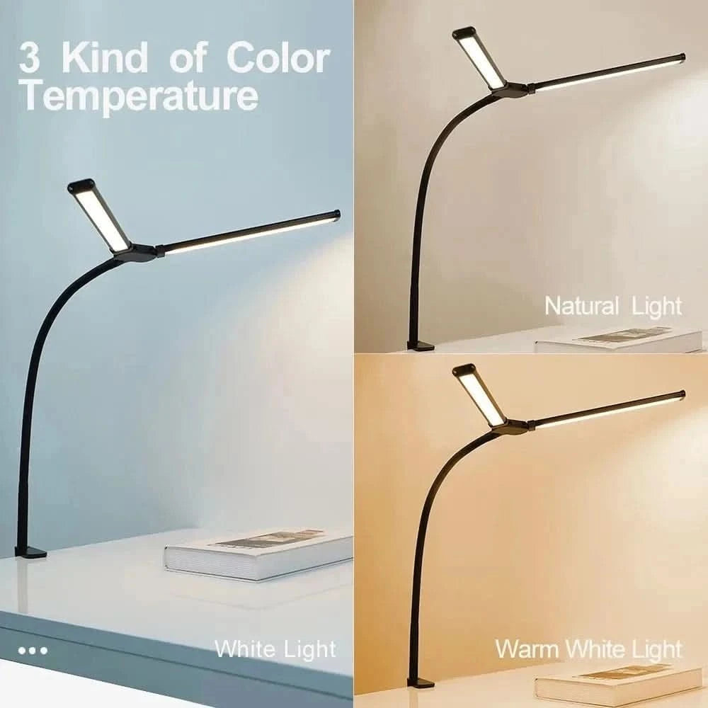 Double Head Foldable LED Desk Lamp | Dimmable & Eye-Caring Office LightLed BulbsMERRIA