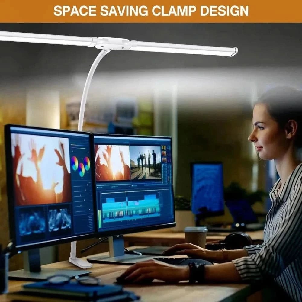 Double Head Foldable LED Desk Lamp | Dimmable & Eye-Caring Office LightLed BulbsMERRIA