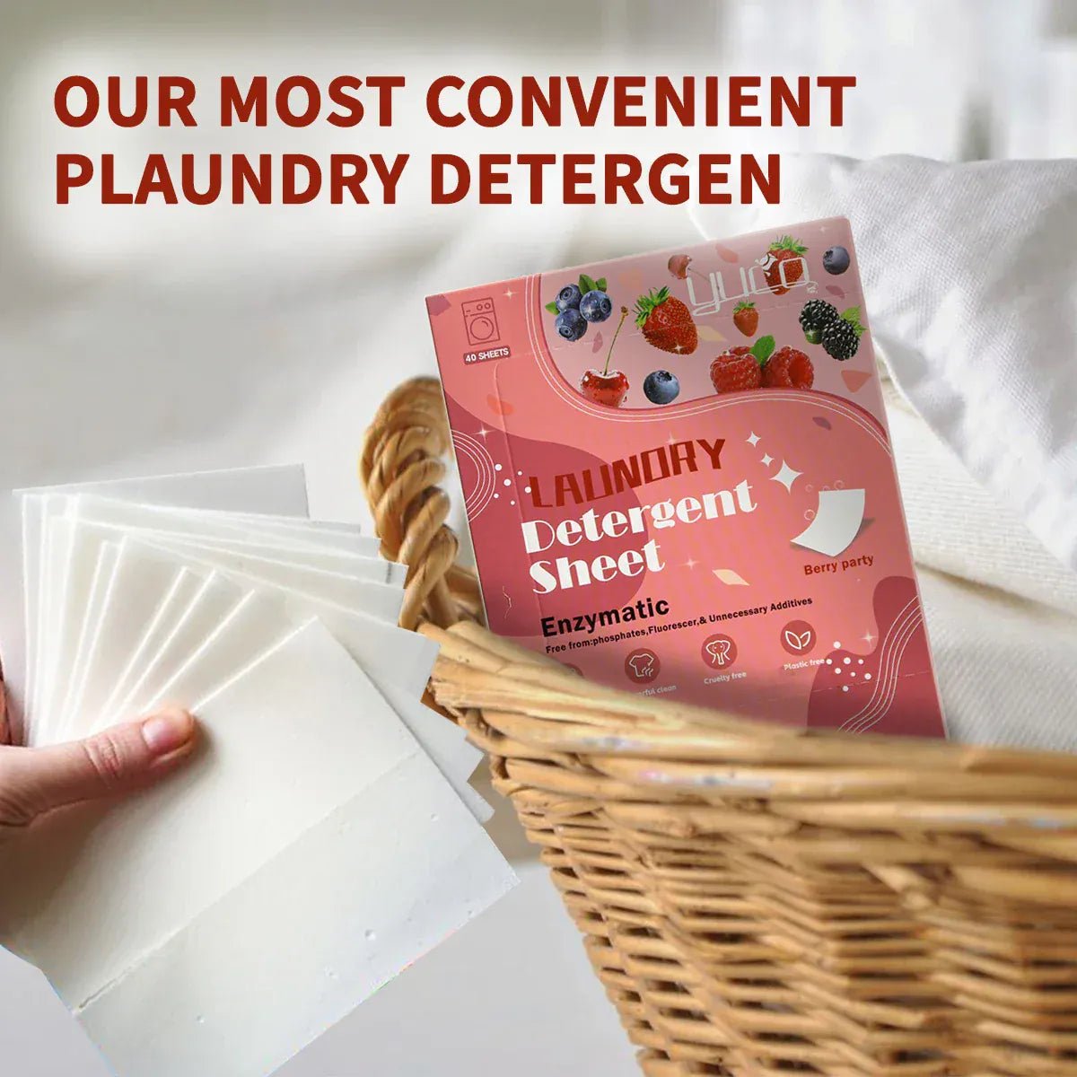 Laundry Detergent Sheets Berry Scent Antibacterial Antifungal Biodegradable Laundry Detergent Sheet With Enzyme - MERRIAMERRIA