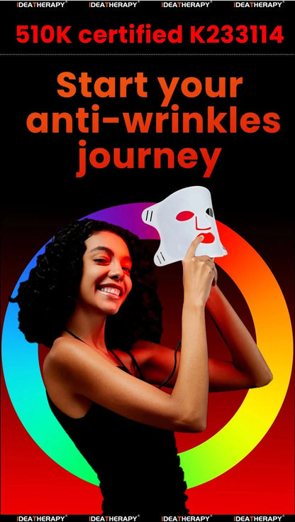 Red Light Therapy LED Face & Neck Mask - Skin Rejuvenation & Anti-Aging - MERRIAMERRIATLM200K