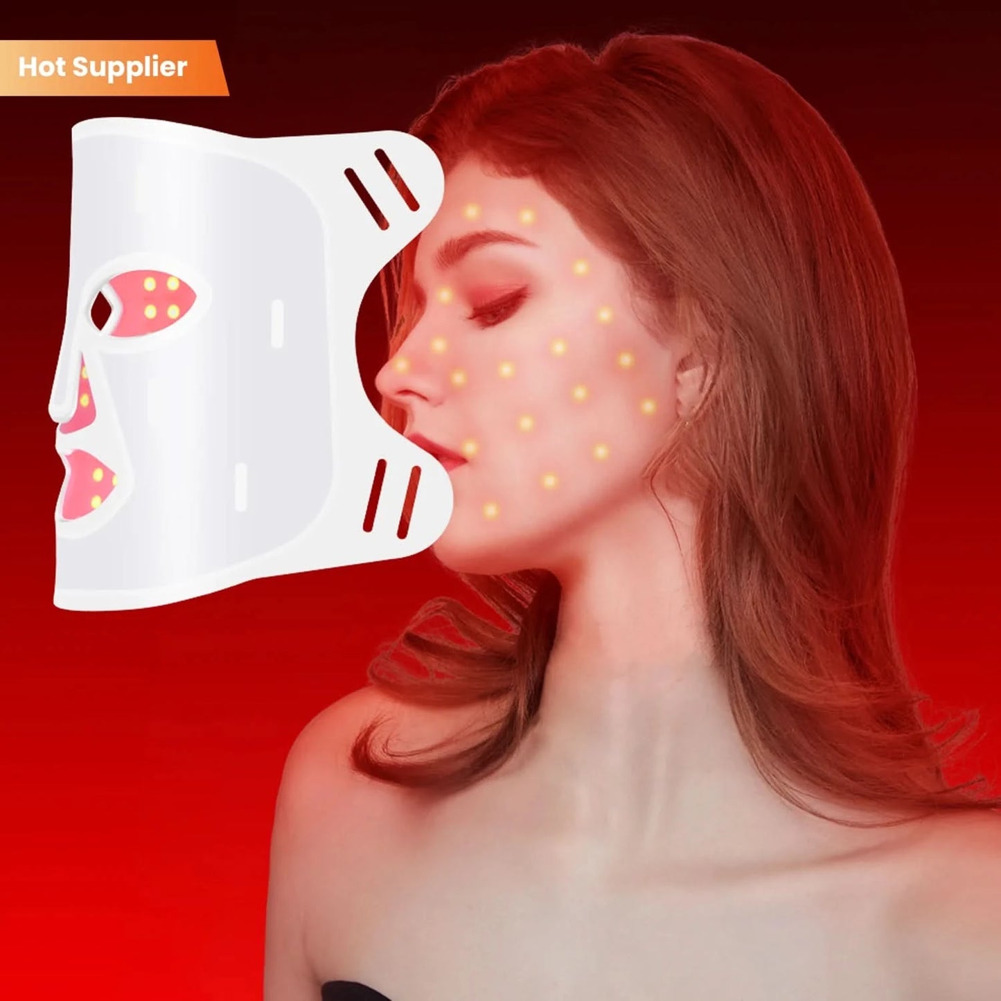 Red Light Therapy LED Face & Neck Mask - Skin Rejuvenation & Anti-Aging - MERRIAMERRIATLM200K