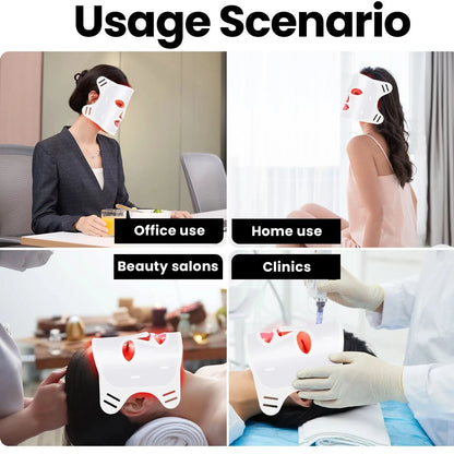 Red Light Therapy LED Face & Neck Mask - Skin Rejuvenation & Anti-Aging - MERRIAMERRIATLM200K