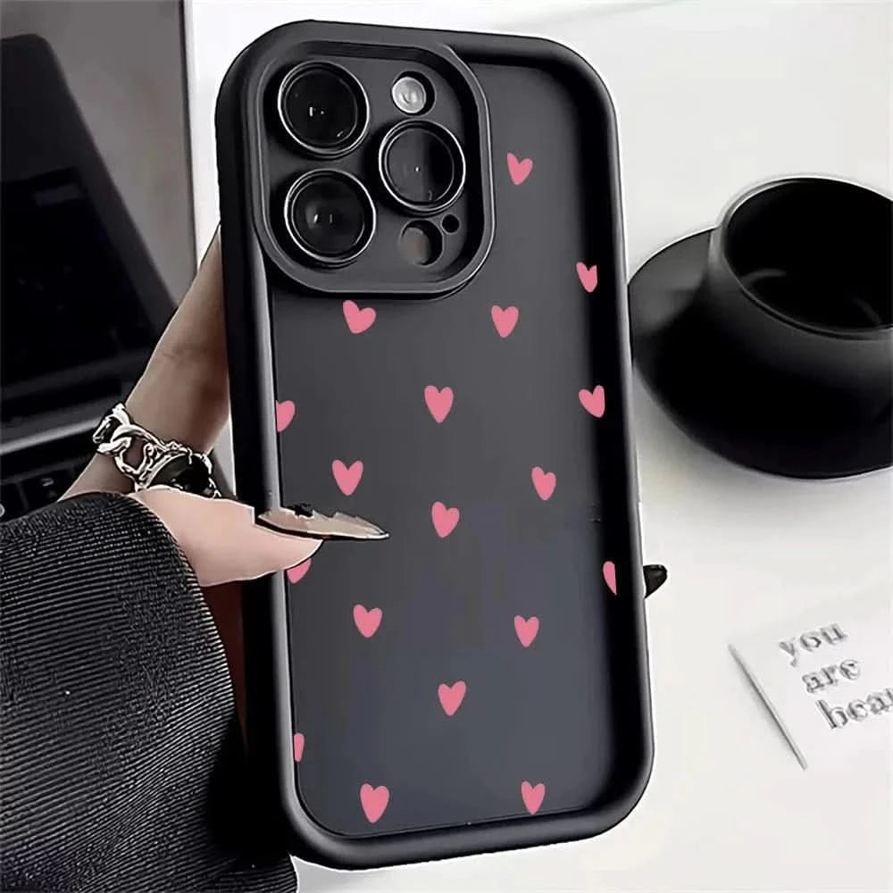 Black Love Heart Case for Xiaomi Redmi - Full Screen Soft Cover for Various ModelsiPhone CaseMERRIA