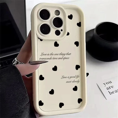 Black Love Heart Case for Xiaomi Redmi - Full Screen Soft Cover for Various ModelsiPhone CaseMERRIA