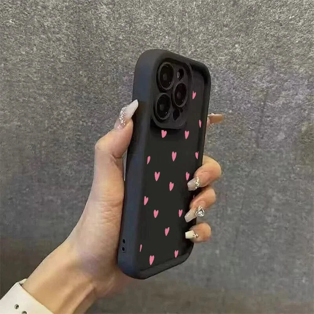 Black Love Heart Case for Xiaomi Redmi - Full Screen Soft Cover for Various ModelsiPhone CaseMERRIA