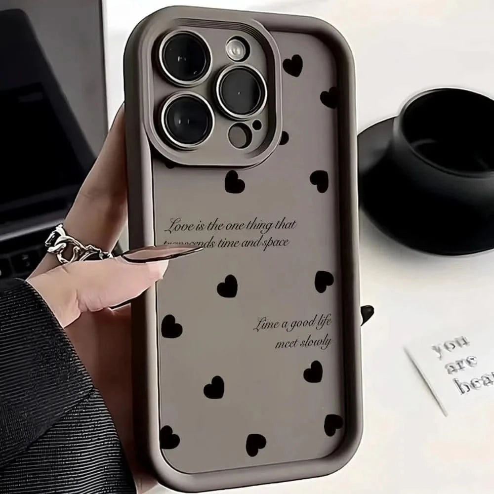 Black Love Heart Case for Xiaomi Redmi - Full Screen Soft Cover for Various ModelsiPhone CaseMERRIA