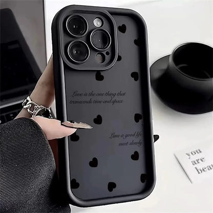 Black Love Heart Case for Xiaomi Redmi - Full Screen Soft Cover for Various ModelsiPhone CaseMERRIA