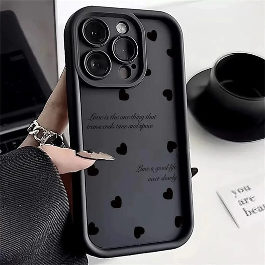 Black Love Heart Case for Xiaomi Redmi - Full Screen Soft Cover for Various ModelsiPhone CaseMERRIA