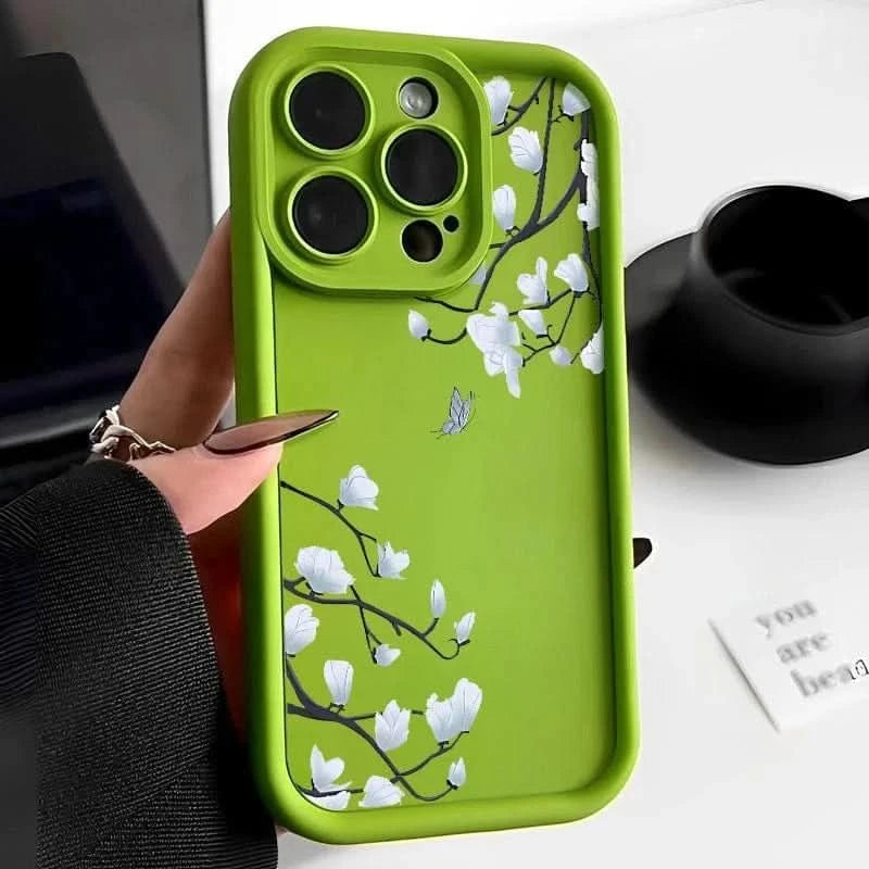 Magnolia Flower TPU iPhone Case - Shockproof Silicone Cover for iPhone 16/15/14 Pro MaxMERRIA