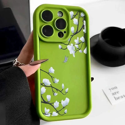 Magnolia Flower TPU iPhone Case - Shockproof Silicone Cover for iPhone 16/15/14 Pro MaxMERRIA