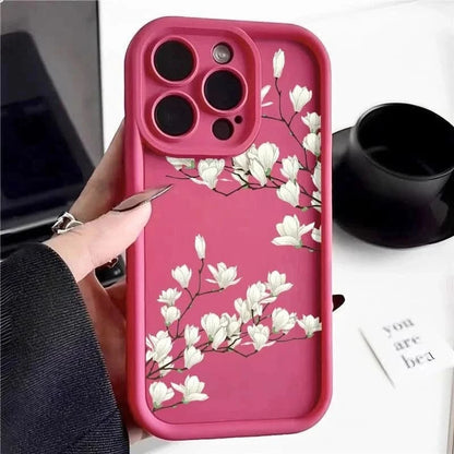 Magnolia Flower TPU iPhone Case - Shockproof Silicone Cover for iPhone 16/15/14 Pro MaxMERRIA