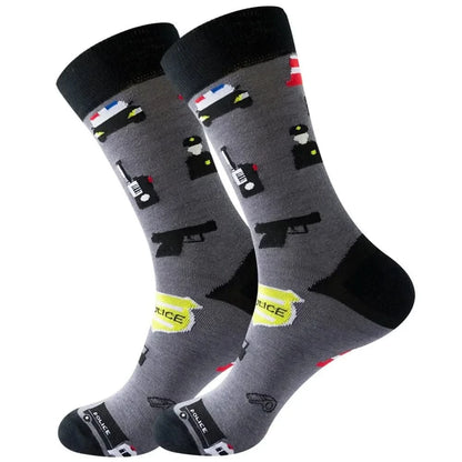 Original Happy Animal Astronaut Geometric Crew Halloween Socks - MERRIAAdult SocksMERRIA
