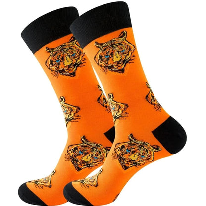 Original Happy Animal Astronaut Geometric Crew Halloween Socks - MERRIAAdult SocksMERRIA