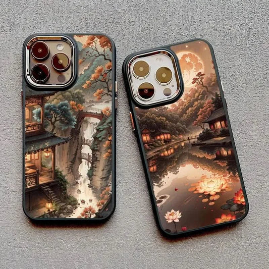 Vintage Mountain Peak Lake iPhone Case - Soft Protective Cover (iPhone 15 & 16 Series)iPhone CaseMERRIA