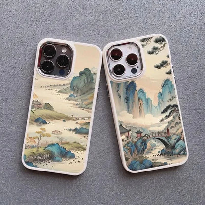 Vintage Mountain Peak Lake iPhone Case - Soft Protective Cover (iPhone 15 & 16 Series)iPhone CaseMERRIA