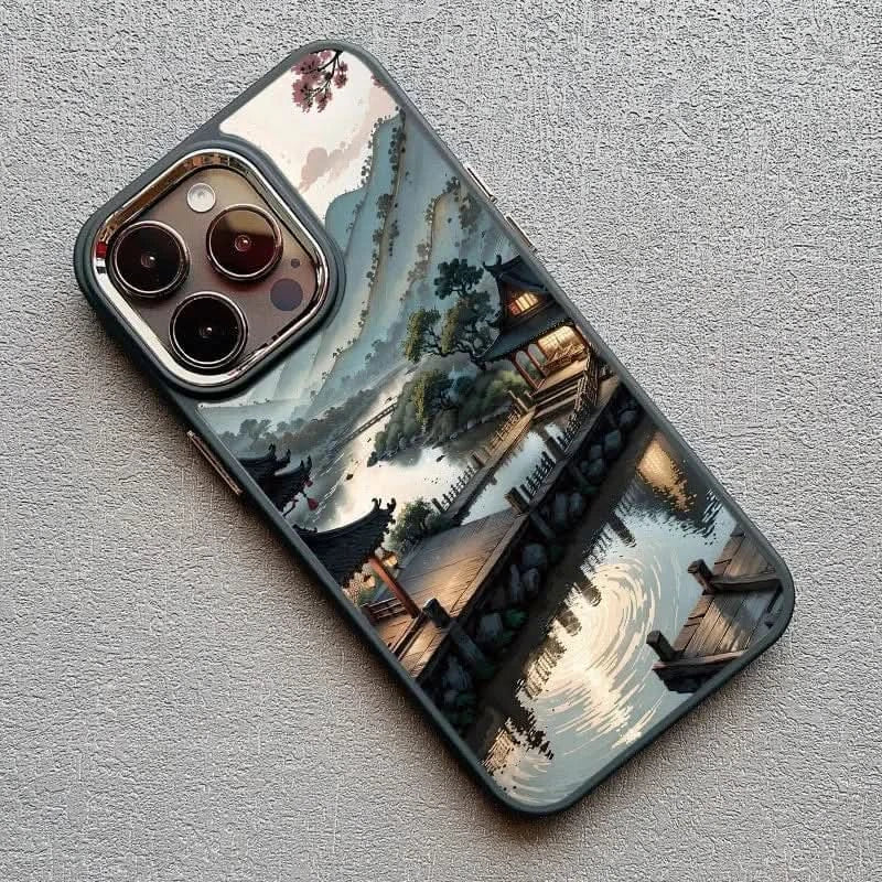 Vintage Mountain Peak Lake iPhone Case - Soft Protective Cover (iPhone 15 & 16 Series)iPhone CaseMERRIA