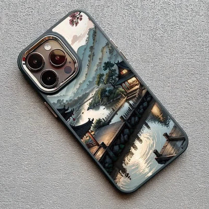 Vintage Mountain Peak Lake iPhone Case - Soft Protective Cover (iPhone 15 & 16 Series)iPhone CaseMERRIA