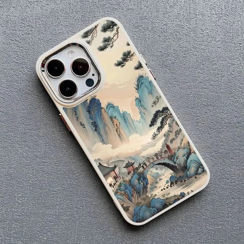 Vintage Mountain Peak Lake iPhone Case - Soft Protective Cover (iPhone 15 & 16 Series)iPhone CaseMERRIA