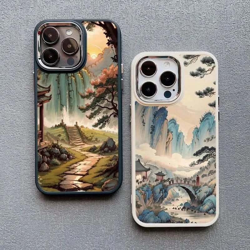 Vintage Mountain Peak Lake iPhone Case - Soft Protective Cover (iPhone 15 & 16 Series)iPhone CaseMERRIA