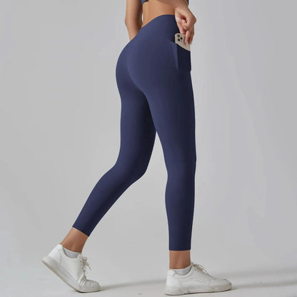 High Waist Yoga Leggings with Pockets - Tummy Control, Fitness & Sport Ready - MERRIAActivewearMERRIA